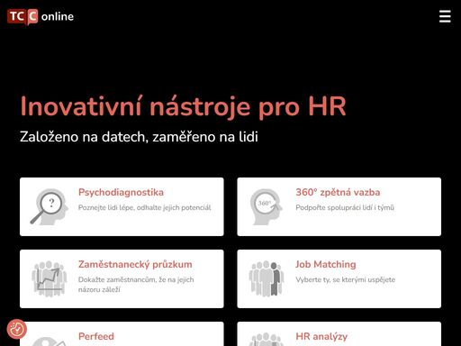 průzkumy spokojenosti zaměstnanců, psychodiagnostika, job matching, 360° zpětná vazba, hr analýzy | založeno na datech, zaměřeno na lidi