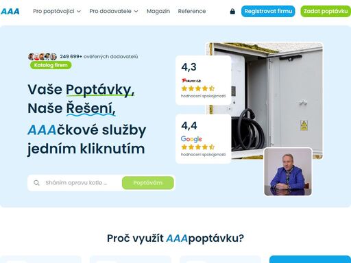 největší poptávkový portál v čr. denně propojíme stovky dodavatelů se zákazníky, kterým tak pomůžeme vyřešit jejich starosti. usnadňujeme život firmám i poptávajícím
