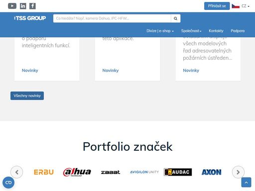 společnost tss group se od svého založení v roce 2004 zaměřuje na poskytování řešení v oblasti zabezpečení objektů a vozidel. později rozšířila svou působnost také o produkty zajišťující gps monitoring vozidel a osob.