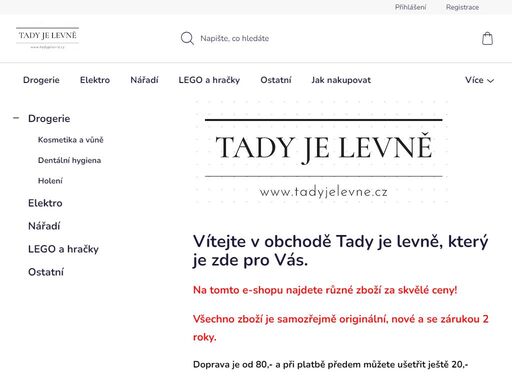 vítejte v obchodě tady je levně, který je zde pro vás.. na tomto e-shopu najdete různé zboží za skvělé ceny!
všechno zboží je samozřejmě originální, nové a se zárukou 2 roky.
doprava je od 80,- a při platbě předem můžete ušetřit ještě 20,-
osobní vyzvednutí je možné na výdejně ve zlíně a je bez poplatku.
přejeme…