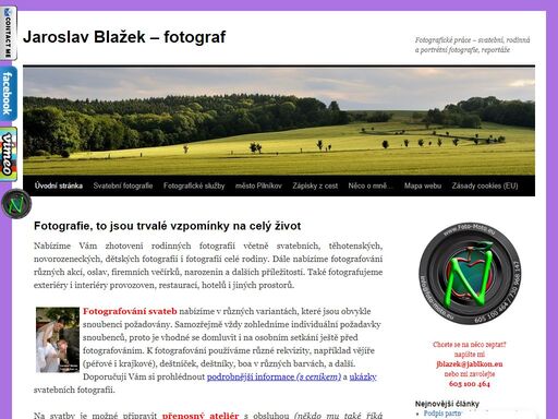 fotografické služby - svatební, rodinná a portrétní fotografie, reportáže; photographic work - wedding, family and portrait photography, reportage