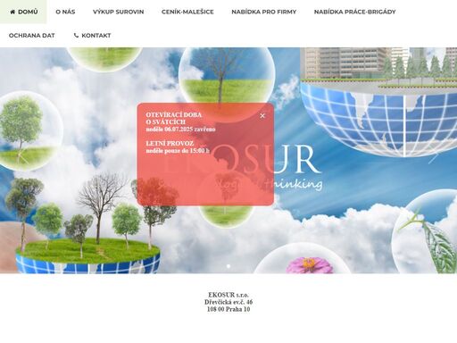 ekosur, praha, výkup, sběrna, druhotných, surovin, druhotné suroviny, výkup papíru, sběr papíru ekosur s.r.o. výkup druhotných surovin. výkup papíru. výkup železa. vítáme vás na stránkách společnosti ekosur.