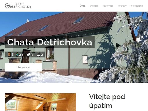 chata dětřichovka se nachází v obci dětřichov nad bystřicí v nízkém jeseníku. obec leží pod úpatím hory slunečná (802 m n.m.). nabízíme ubytování v prostorné chatě s 8 ložnicemi a kapacitou 23 lůžek.
