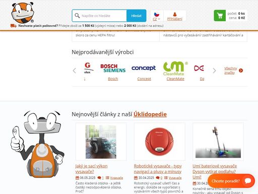 vysávání a úklid bez starostí. jediný specializovaný e-shop v čr pro vysavače, kompletní příslušenství k vysavačům a domácím elektrospotřebičům.