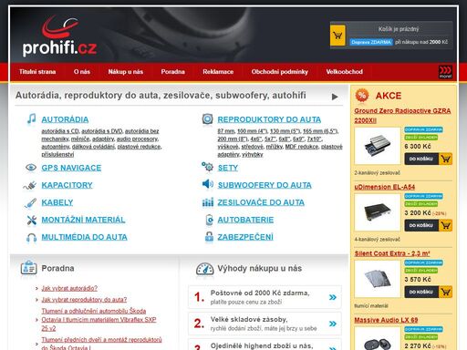 nabízíme autorádia, reproduktory do auta, zesilovače, subwoofery a další autohifi. rychlé dodání za nízké ceny. poštovné od 2000 kč zdarma » prohifi.cz