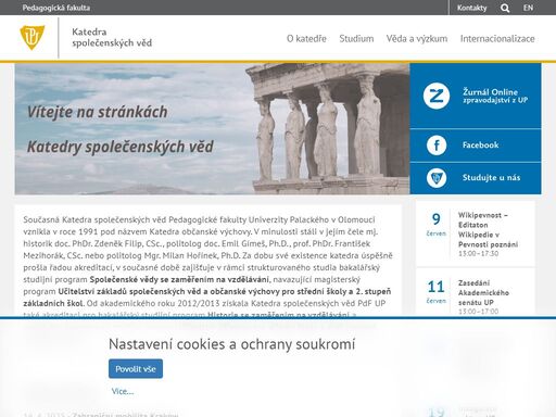 hlavní webové stránky pedagogické fakulty univerzity palackého v olomouci