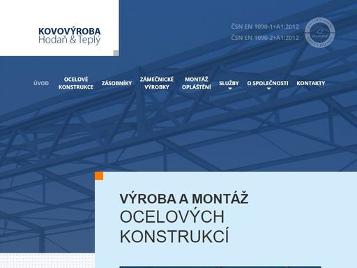 kovovýroba hodaň a teplý se zabývá výrobou a montáží ocelových konstrukcí, kovovýrobou, výrobou zásobníků, montáží opláštění a výrobou zámečnických výrobků určených převážně pro stavebnictví. nabízíme také tvarové pálení na cnc stroji.