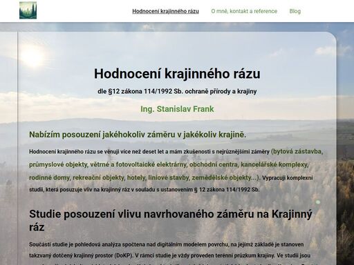 studie posouzení vlivu navrhovaného záměru na krajinný ráz
