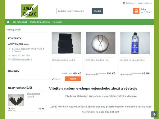 armyshop, vojenská výstroj a doplňky
