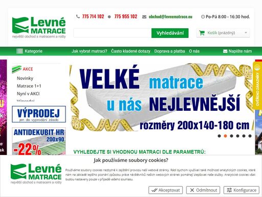 matrace od českých výrobců za nejnižší ceny v čr. široký sortiment. kvalitní matrace a rošty skladem s dodáním do 24 hodin. jistota kvality. již od 999,- kč.