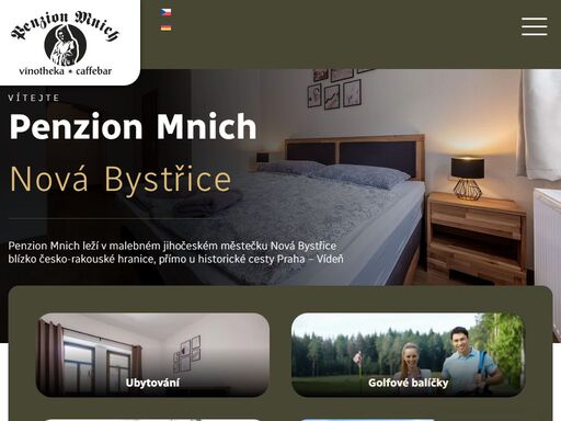 penzion mnich nová bystřice. útulné ubytování v srdci české kanady. užijte si klid, přírodu. výhodné golfové a tenisové balíčky.