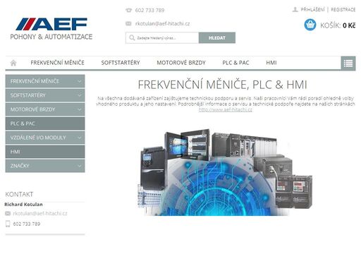 frekvenční měniče hitachi - softstartéry solcon - programovatelné automaty hitachi pro vývojové prostředí codesys - operátorské panely hitachi - moduly vzdálených vstupů a výstupů hitachi