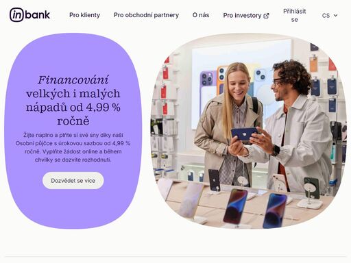 inbank poskytuje různé typy spotřebitelských úvěrů, úvěry na automobily, splátky na zboží a splátkový prodej.
