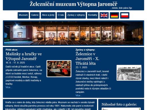 výtopna jaroměř - informace, nostalgické jízdy a novinky z muzea.