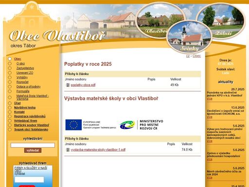 oficiální web obce vlastiboř