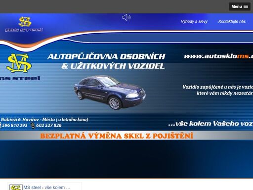 autosklo ms steel s.r.o. - autosklo, autopůjčovna, ruční mytí, dovoz vozidel z usa, servis vozidel, pneuservis.