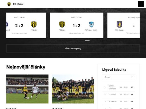oficiální stránky fotbalového klubu