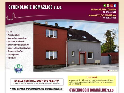 naše gynekologicko-porodnická praxe poskytuje komplexní gynekologickou péči v ordinacích v domažlicích a poběžovicích.