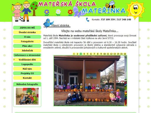 soukromá mateřská škola mateřinka, jarní,vyškov