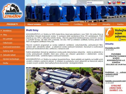 kovodružstvo strážov,ventilátory,filtry,vzduchotechnika,zahradní nářadí,výroba,svařování