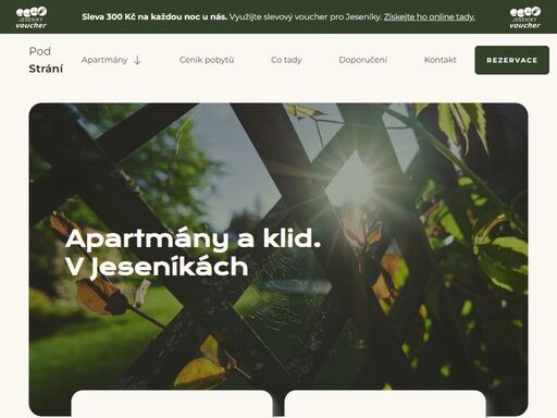 proč se k nám hosté rok co rok vrací? prý kvůli tomu klidu. a taky čistým apartmánům. budete pod strání a jen kousek od sjezdovek areálů karlov a kopřivná.