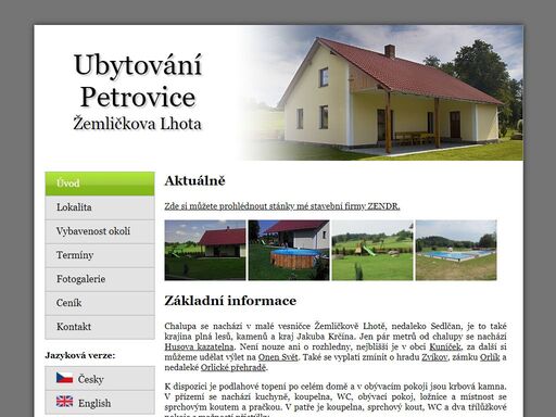 ubytování petrovice u sedlčan - žemličkova lhota, josef roubík