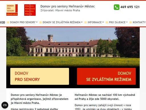 domov pro seniory heřmanův městec je příspěvková organizace, jejímž zřizovatelem je hlavní město praha. poskytuje 2 pobytové služby s celoročním provozem: domov pro seniory a domov se zvláštním režimem.