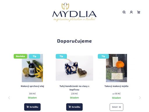 mydlia s.r.o.. firma mydlia s.r.o. se zabývá ruční výrobou a prodejem přírodní kosmetiky se zaměřením na udržitelnost a ekologii. produkty neobsahují ingredience toxické pro přírodu a jsou šetrné k pokožce. dále se firma orientuje na edukaci veřejnosti v oblasti přírodní kosmetiky.