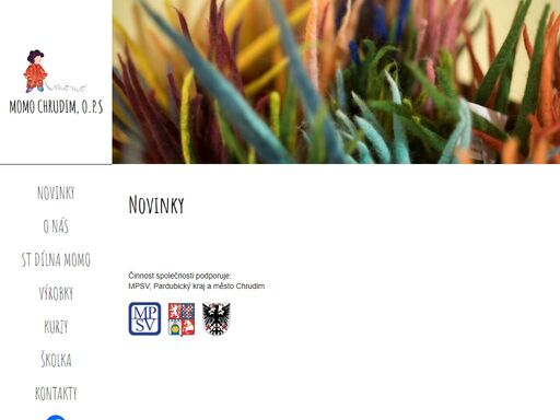 momo chrudim, o.p.s provozuje sociálně terapeutickou dílnu momo v chrudimi. pracujeme s ovčí vlnou. zřizujeme mateřskou školu děvčátka momo ve slatiňanech.
