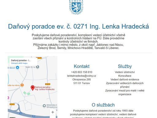 daňové poradenství-lenka hradecká-účetnictví-poradce-daně-podvojné-mzda agenda-turnov-železný brod-semily-mnichovo-hradiště-liberec-tanvald-ohrazenice-levný