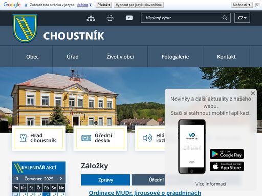 oficiální stránky obce choustník