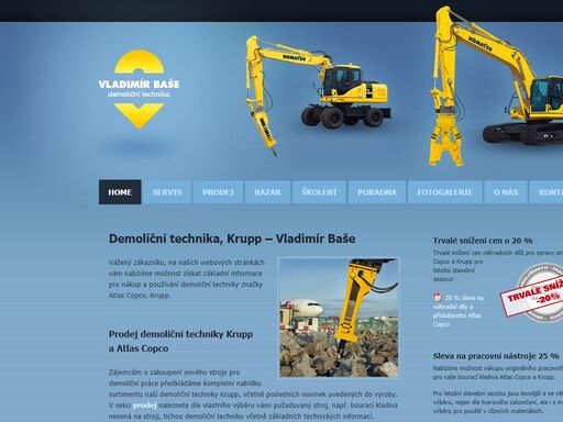 demoliční technika krupp a atlas copco | vladimír baše – prodej, půjčovna, školení a servis demoliční techniky.