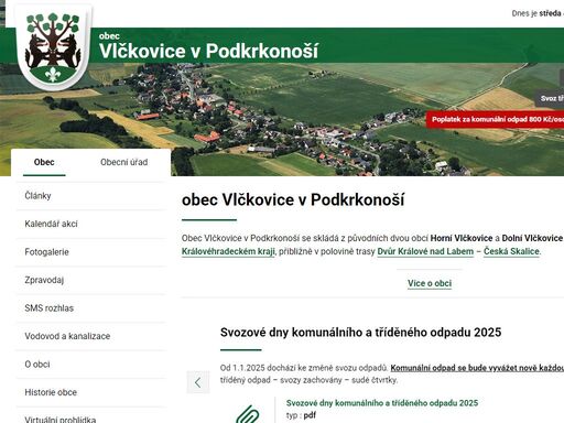 obec vlčkovice v podkrkonoší se skládá z původních dvou obcí horní vlčkovice a dolní vlčkovice. nachází se v královéhradeckém kraji, přibližně v polovině trasy dvůr králové nad labem - česká skalice.