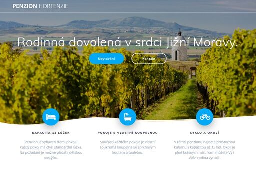hledáte krásné ubytování v penzionu na jižní moravě? to jste tu správně! penzion hortenzie je krásný rodinný penzion se třemi pokoji (každý s vlastní sociálkou), společenskou místností a plně vybavenou kuchyní. penzion má vlastní vnitřní dvůr, kde si vy i vaše děti užijete spoustu zábavy. je vybaven odrážedly, houpačkami, pískovištěm a trampolínou. pro dospělé je tu pak zahradní gril a venkovní posezení na večerní grilovačku.