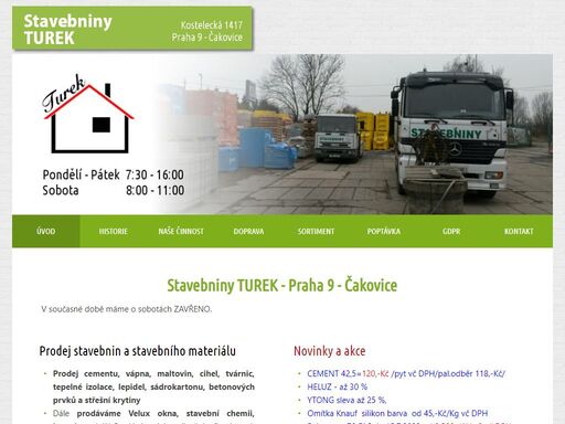 prodej cementu, vápna, maltovin, cihel, tvárnic, tepelné izolace, a další. doprava až k zákazníkovi.