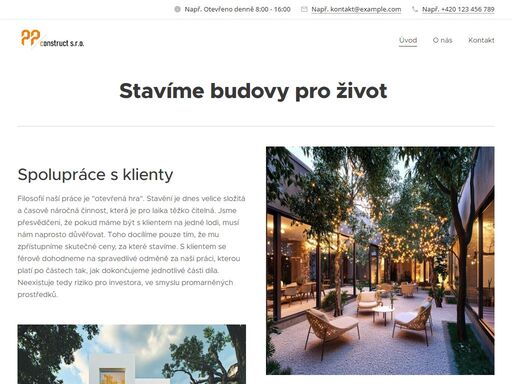 filosofií naší práce je otevřená hra. stavění je dnes velice složitá a časově náročná činnost, která je pro laika těžko čitelná. jsme přesvědčeni, že pokud máme být s klientem na jedné lodi, musí nám naprosto důvěřovat. toho docílíme pouze tím, že mu zpřístupníme skutečné ceny, za které stavíme. s klientem se férově dohodneme na spravedlivé...