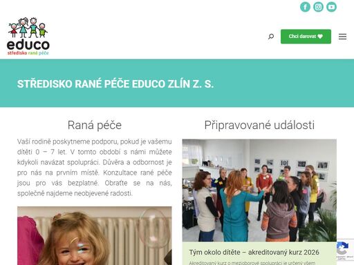 poslání educo je poskytovat odbornou pomoc rodinám s dětmi se zdravotním znevýhodněním od narození do 7 let. raná péče je bezplatná.