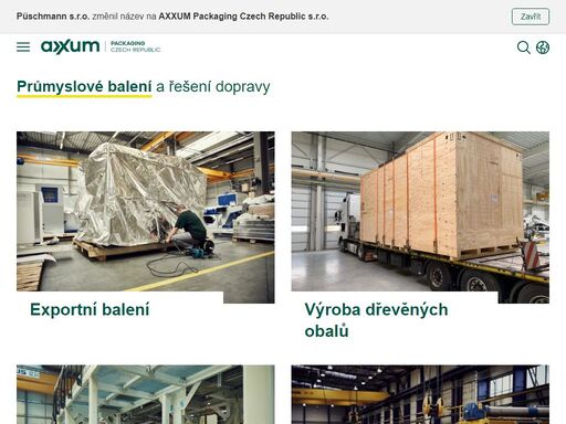 balení výrobků pro zámořskou, leteckou nebo pozemní přepravu. návrh a výroba obalových prostředků na míru. logistické služby.