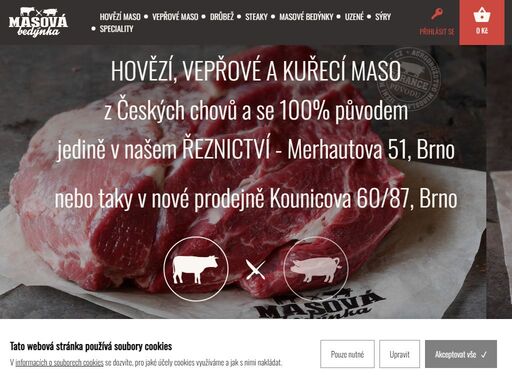 řeznictví a eshop kde, si můžete koupit vyzrálé hovězí a čerstvé vepřové maso.