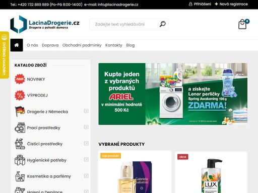 široký sortiment drogerie za akční ceny, včetně drogerie dovezené z německa. ušetřete svůj čas i peníze a objednávejte z pohodlí domova.