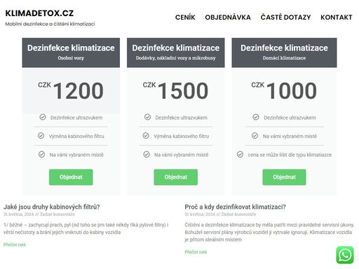mobilní dezinfekce a čištění klimatizací