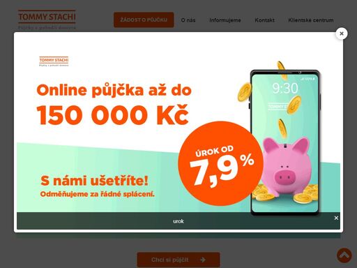 nebankovní úvěr až 150 000 kč výhodně, dlouhodobě, a ještě dnes. to je půjčka od tommy stachi. spočítejte si splátky v úrokové kalkulačce.