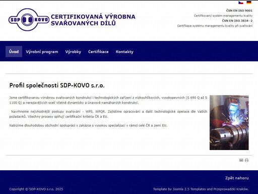 certifikovaná výrobna svařovaných dílů