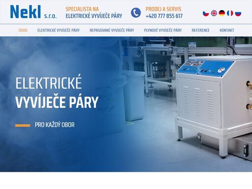 nekl s.r.o. - specializujeme se na dodávku a servis elektrických vyvíječů páry využitelných ve všech myslitelných odvětvích.