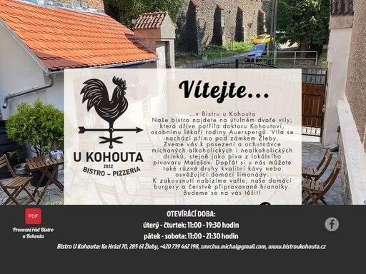 navštivte naše bistro u kohouta a ochutnejte lokální pivo auersperg, domácí limonády, míchané nápoje nebo výběrovou kávu doubleshot. k zakousnutí u nás naleznete sladké i slané palačinky, panini a pizzu. to vše z kvalitních italských surovin. 