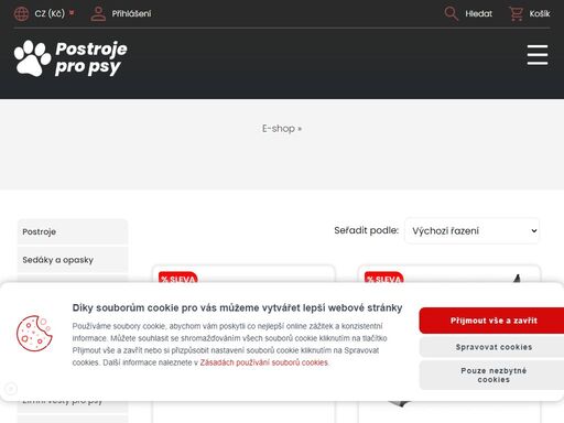 postroje pro psy, obojky pro psy, vodítka pro psy, kynologické potřeby, mushing