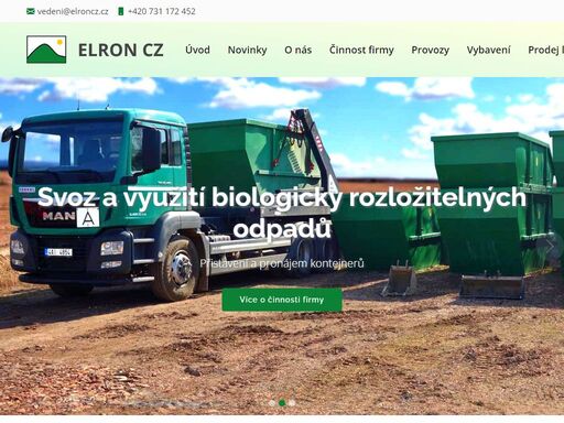 elron cz s.r.o. - zpracování organických kompostovaných odpadů a ostatních odpadů vhodných k rekultivaci. 