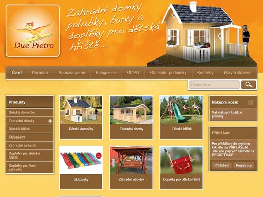 due pietro, s.r.o. - dětské zahradní domečky,zahradní domky,zahradní chatka,dětská hřiště,zahradní nábytek,barvy,palubky,lišty,osb desky,stavební řezivo,impregnace,zástěna,květinový truhlík,vsetín,zlín,uherské hradiště,valašské meziříčí,brumov,slavičín,luhačovice,uherský brod