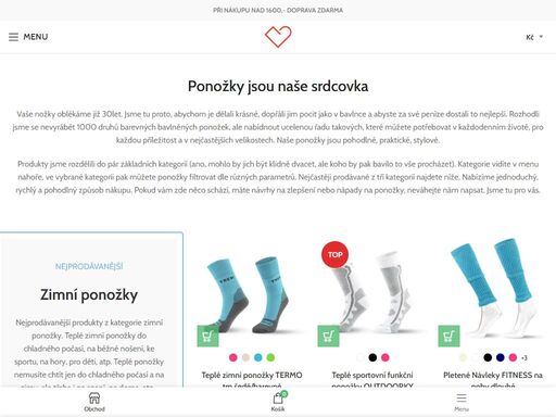 ponožky od českého výrobce - sportovní, zdravotní, bambusové, teplé, funkční a další kategorie ponožek.