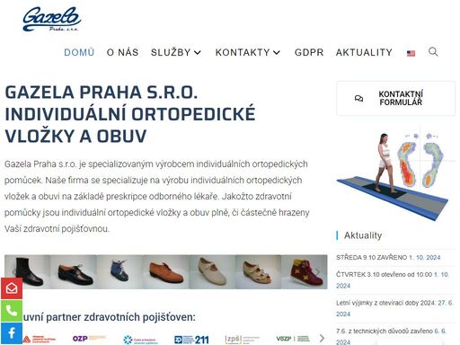 individuální ortopedické vložky a obuv na základě lékařského poukazu. adresa: čumpelíkova 1764/2, praha 8, tel. 283 881 333, e-mail info@gazela-praha.cz